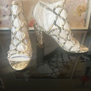 Guess Snakeskin Gold and Black Heels